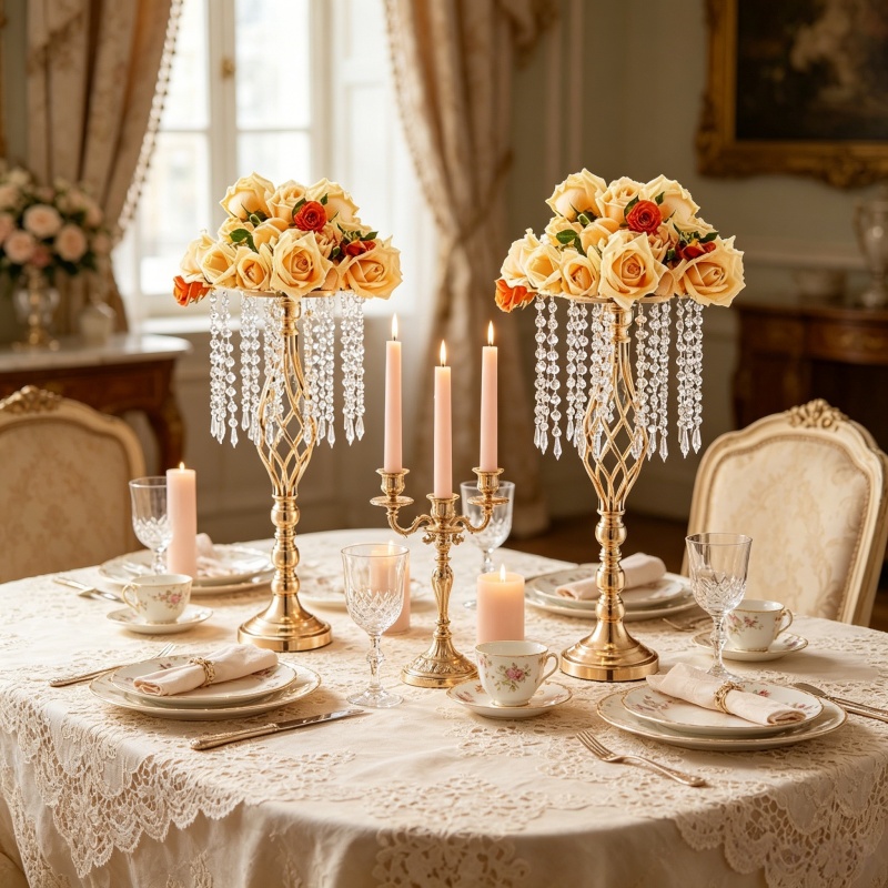 Elegant Tall Gold Crystal Flow - đánh giá và giá Florist Supply Vases