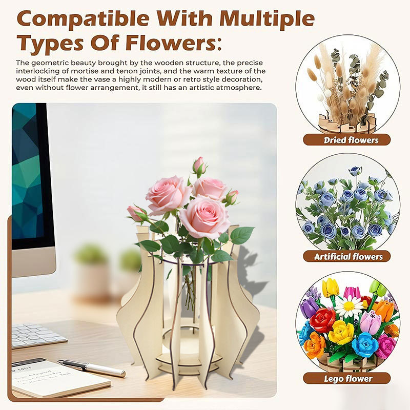 Wooden Puzzle Vase For Bouquet - đánh giá và giá Florist Supply Vases