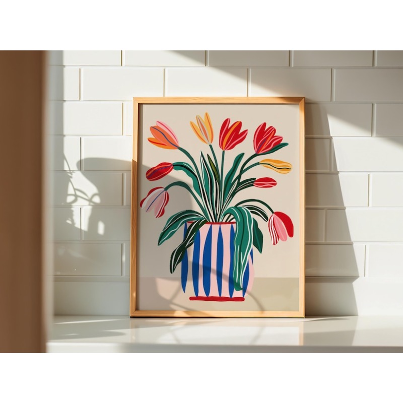 2pcs Tulip Flowers Canvas Wall - đánh giá và giá Florist Supply Vases