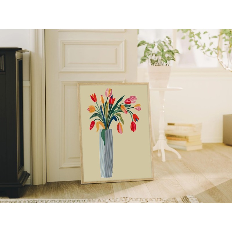 2pcs Tulip Flowers Canvas Wall - đánh giá và giá Florist Supply Vases